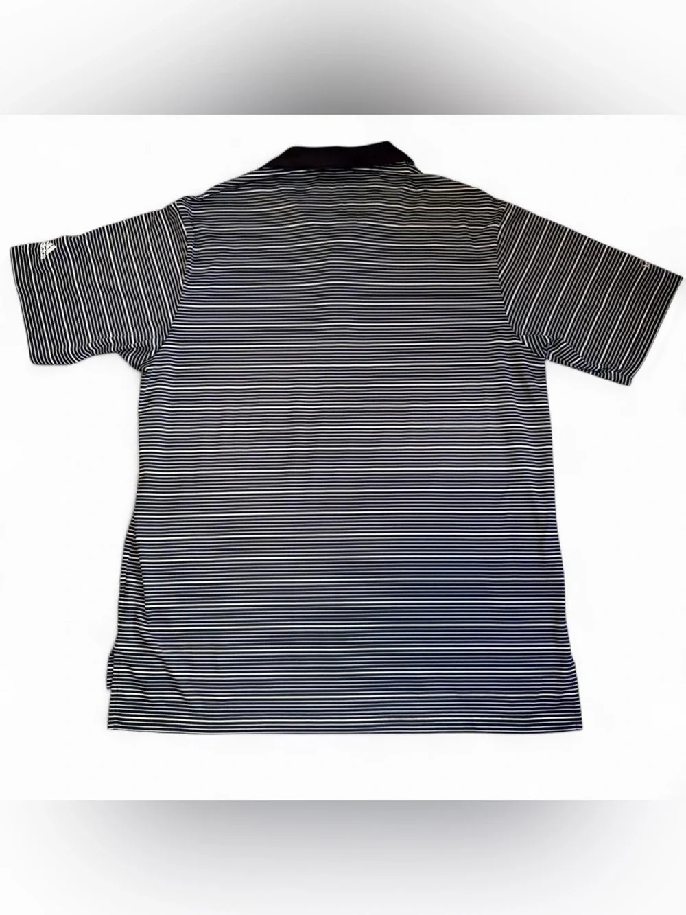 Men's Black and White Striped Polo Golf Shirt